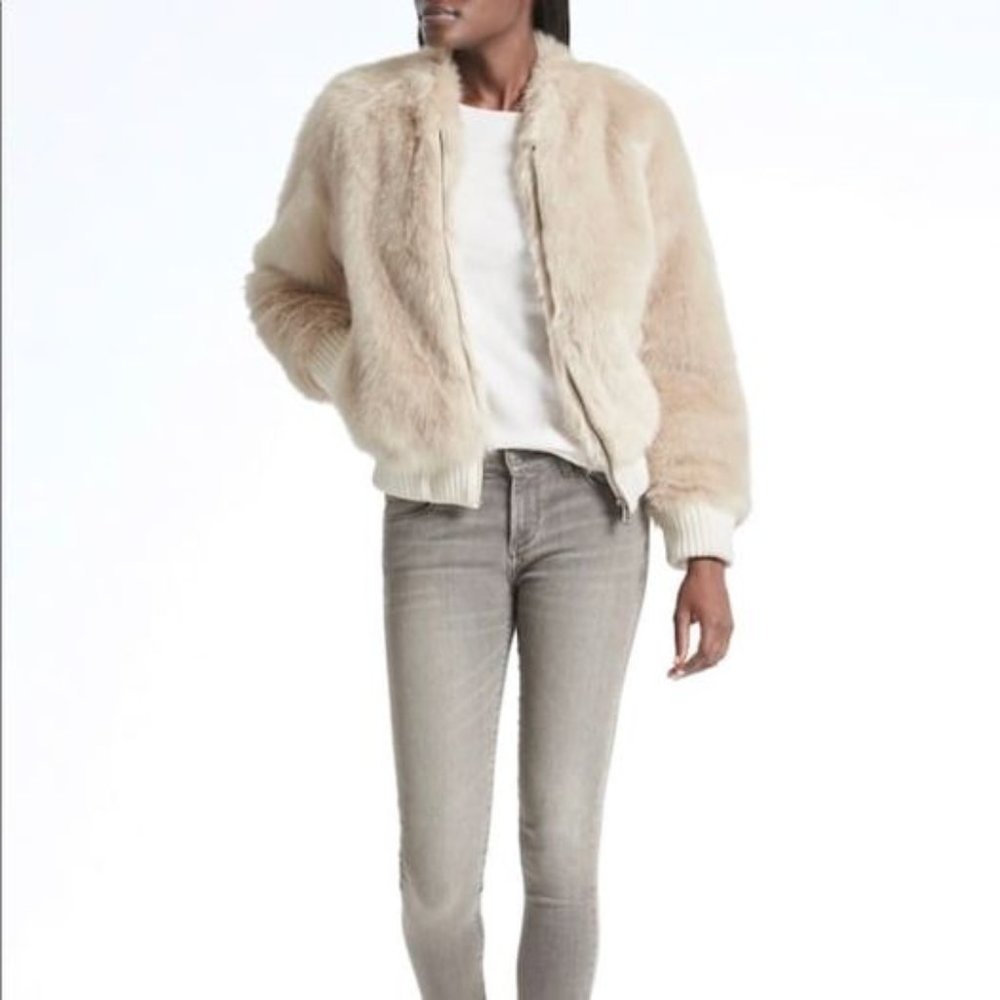 Banana Republic Faux Fur Bomber Jacket